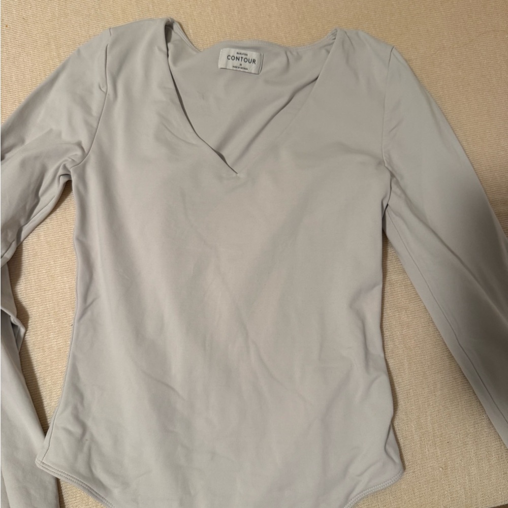 Aritzia Gray Long Sleeve Bodysuit